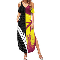 New Zealand and West Indies Cricket Custom Summer Maxi Dress Black Cap Windies Together - Wonder Print Shop