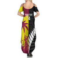 New Zealand and West Indies Cricket Custom Summer Maxi Dress Black Cap Windies Together - Wonder Print Shop