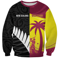 New Zealand and West Indies Cricket Custom Sweatshirt Black Cap Windies Together - Wonder Print Shop