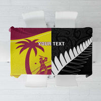 New Zealand and West Indies Cricket Custom Tablecloth Black Cap Windies Together - Wonder Print Shop