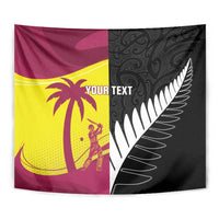 New Zealand and West Indies Cricket Custom Tapestry Black Cap Windies Together - Wonder Print Shop