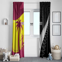 New Zealand and West Indies Cricket Custom Window Curtain Black Cap Windies Together - Wonder Print Shop