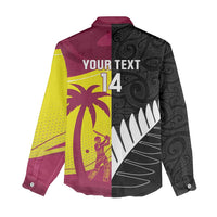 New Zealand and West Indies Cricket Custom Women Casual Shirt Black Cap Windies Together - Wonder Print Shop