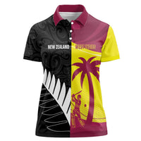 New Zealand and West Indies Cricket Custom Women Polo Shirt Black Cap Windies Together - Wonder Print Shop