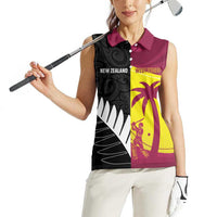 New Zealand and West Indies Cricket Custom Women Sleeveless Polo Shirt Black Cap Windies Together - Wonder Print Shop
