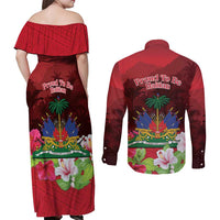 Ayiti-Cheri Independence Day Couples Matching Off Shoulder Maxi Dress and Long Sleeve Button Shirt Land of High Mountains - Wonder Print Shop