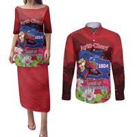 Ayiti-Cheri Independence Day Couples Matching Puletasi and Long Sleeve Button Shirt Land of High Mountains - Wonder Print Shop
