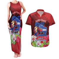 Ayiti-Cheri Independence Day Couples Matching Tank Maxi Dress and Hawaiian Shirt Land of High Mountains - Wonder Print Shop