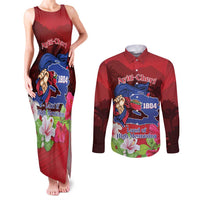 Ayiti-Cheri Independence Day Couples Matching Tank Maxi Dress and Long Sleeve Button Shirt Land of High Mountains - Wonder Print Shop