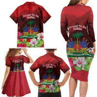 Ayiti-Cheri Independence Day Family Matching Long Sleeve Bodycon Dress and Hawaiian Shirt Land of High Mountains - Wonder Print Shop