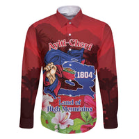 Ayiti-Cheri Independence Day Family Matching Off The Shoulder Long Sleeve Dress and Hawaiian Shirt Land of High Mountains - Wonder Print Shop