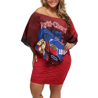 Ayiti-Cheri Independence Day Family Matching Off Shoulder Short Dress and Hawaiian Shirt Land of High Mountains - Wonder Print Shop