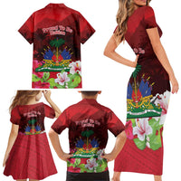 Ayiti-Cheri Independence Day Family Matching Short Sleeve Bodycon Dress and Hawaiian Shirt Land of High Mountains - Wonder Print Shop