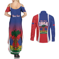 Personalized Haiti 1804 Couples Matching Summer Maxi Dress and Long Sleeve Button Shirt Happy Ayiti Independence Day LT14