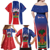 Personalized Haiti 1804 Family Matching Off Shoulder Maxi Dress and Hawaiian Shirt Happy Ayiti Independence Day LT14