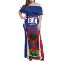 Personalized Haiti 1804 Family Matching Off Shoulder Maxi Dress and Hawaiian Shirt Happy Ayiti Independence Day LT14