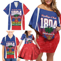 Personalized Haiti 1804 Family Matching Off Shoulder Short Dress and Hawaiian Shirt Happy Ayiti Independence Day LT14