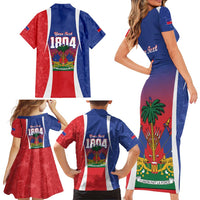 Personalized Haiti 1804 Family Matching Short Sleeve Bodycon Dress and Hawaiian Shirt Happy Ayiti Independence Day LT14
