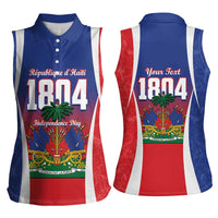 Personalized Haiti 1804 Women Sleeveless Polo Shirt Happy Ayiti Independence Day LT14