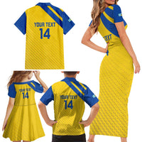Custom Saint Lucia Football Family Matching Short Sleeve Bodycon Dress and Hawaiian Shirt 2025 Go Champions - Yellow Version