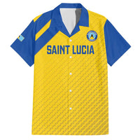 Custom Saint Lucia Football Family Matching Short Sleeve Bodycon Dress and Hawaiian Shirt 2025 Go Champions - Yellow Version