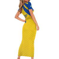 Custom Saint Lucia Football Family Matching Short Sleeve Bodycon Dress and Hawaiian Shirt 2025 Go Champions - Yellow Version