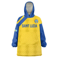 Custom Saint Lucia Football Wearable Blanket Hoodie 2025 Go Champions - Yellow Version