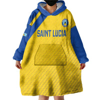 Custom Saint Lucia Football Wearable Blanket Hoodie 2025 Go Champions - Yellow Version