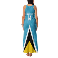 Custom Saint Lucia Football Family Matching Tank Maxi Dress and Hawaiian Shirt Flag Style