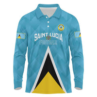 Custom Saint Lucia Football Long Sleeve Polo Shirt Flag Style
