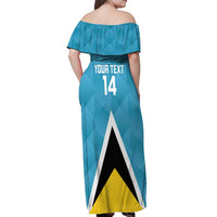 Custom Saint Lucia Football Off Shoulder Maxi Dress Flag Style