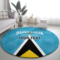 Custom Saint Lucia Football Round Carpet Flag Style