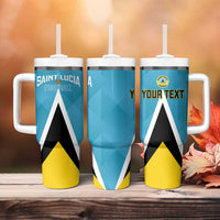 Custom Saint Lucia Football Tumbler With Handle Flag Style