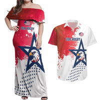 Custom United States Rugby Couples Matching Off Shoulder Maxi Dress and Hawaiian Shirt 2024 Pacific Go Eagles - Wonder Print Shop