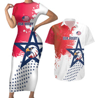 Custom United States Rugby Couples Matching Short Sleeve Bodycon Dress and Hawaiian Shirt 2024 Pacific Go Eagles - Wonder Print Shop