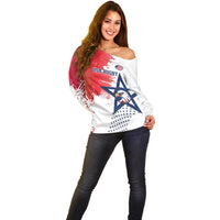 Custom United States Rugby Off Shoulder Sweater 2024 Pacific Go Eagles - Wonder Print Shop