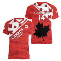 Custom Canada Rugby Women V Neck T Shirt 2024 Pacific Go Canucks - Wonder Print Shop