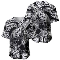 Personalised Polynesian Baseball Jersey Tribal Honu Turtle with Hibiscus White Version - Wonder Print Shop