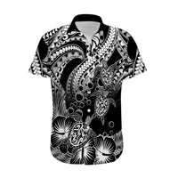 Personalised Polynesian Hawaiian Shirt Tribal Honu Turtle with Hibiscus White Version - Wonder Print Shop