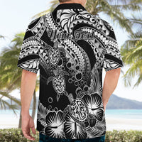 Personalised Polynesian Hawaiian Shirt Tribal Honu Turtle with Hibiscus White Version - Wonder Print Shop