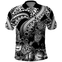 Custom Polynesian Polo Shirt Tribal Honu Turtle with Hibiscus White Version - Wonder Print Shop