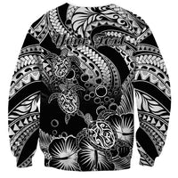 Personalised Polynesian Sweatshirt Tribal Honu Turtle with Hibiscus White Version - Wonder Print Shop