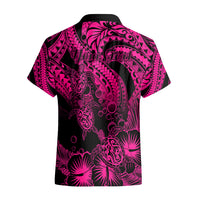 Personalised Polynesian Hawaiian Shirt Tribal Honu Turtle with Hibiscus Pink Version - Wonder Print Shop