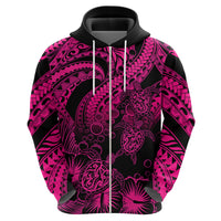 Custom Polynesian Hoodie Tribal Honu Turtle with Hibiscus Pink Version - Wonder Print Shop