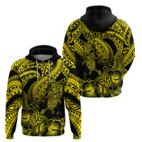 Custom Polynesian Hoodie Tribal Honu Turtle with Hibiscus Gold Version - Wonder Print Shop