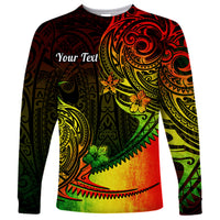 Personalised Polynesian Tribal Long Sleeve Shirt Unique Reggae - Wonder Print Shop