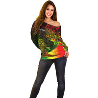 Personalised Polynesian Tribal Off Shoulder Sweater Unique Reggae - Wonder Print Shop