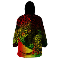 Personalised Polynesian Tribal Wearable Blanket Hoodie Unique Reggae - Wonder Print Shop