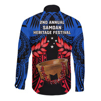 Samoa Long Sleeve Button Shirt Heritage Festival Samoan Tattoo With Ula Fala Kava Bowl - Wonder Print Shop