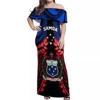 Samoa Off Shoulder Maxi Dress Heritage Festival Samoan Tattoo With Ula Fala Kava Bowl - Wonder Print Shop